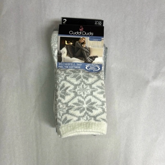 New Cuddl Duds Socks Women’s 2 Pack Light Gray Soft Leg Layering Crew Casual - Picture 15 of 15
